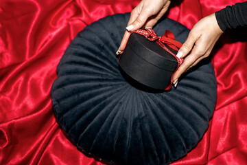 Black Christmas Box With Red Ribbon