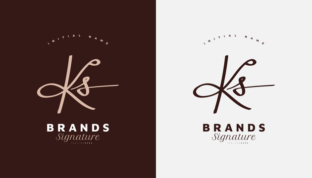 Initial K and S Logo Design with Elegant Handwriting Style. KS Signature Logo or Symbol for Business Identity