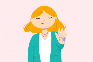 Woman activist feminist against violence illustration