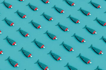 a pattern of dead seafood. fish market concept.