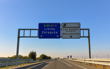 Road signs on the Spanish road