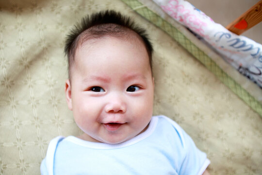 Closeup of Asian baby's face

