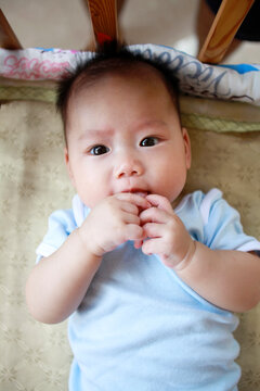 Closeup of Asian baby's face

