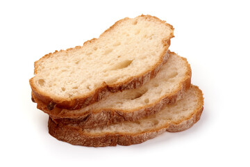 Whole grain bread slices isolated on white background.