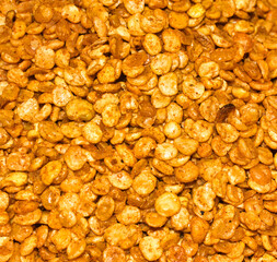 Bangladeshi snacks called fried chana dal.Asian Street Food.