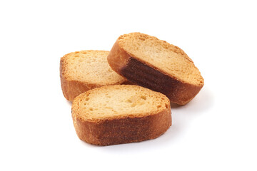 Freshly baked rusks, isolated on white background.