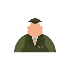 Elderly veteran in military uniform icon. Cartoon style.