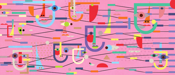 Wide Format Face Profiles Coming Together and Network