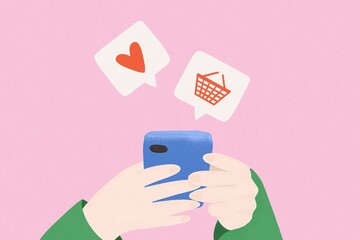 Person shopping online with mobile phone