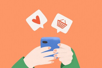 Person shopping online with mobile phone