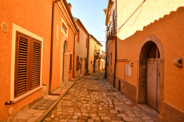 A small square of Pignola, medieval village in Basilicata region, Italy.	