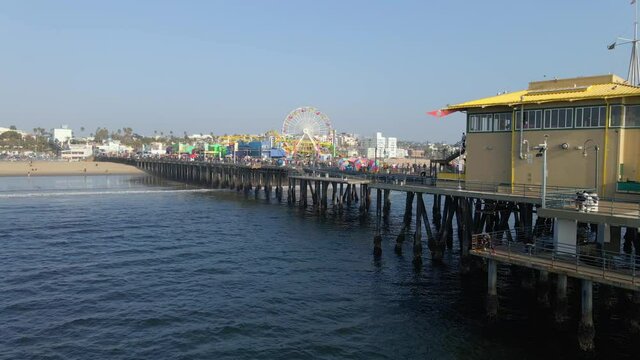 Santa Monica Pier California end of route 66 aerial view