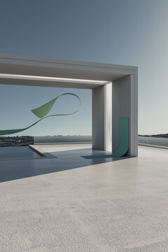 Minimalist architecture with green strip