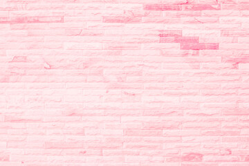 Pastel pink and white brick wall texture background. Brickwork pattern stonework flooring interior stone grid uneven brick design backdrop decoration.