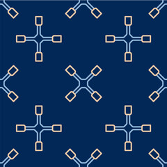 Line Wheel wrench icon isolated seamless pattern on blue background. Wheel brace. Vector