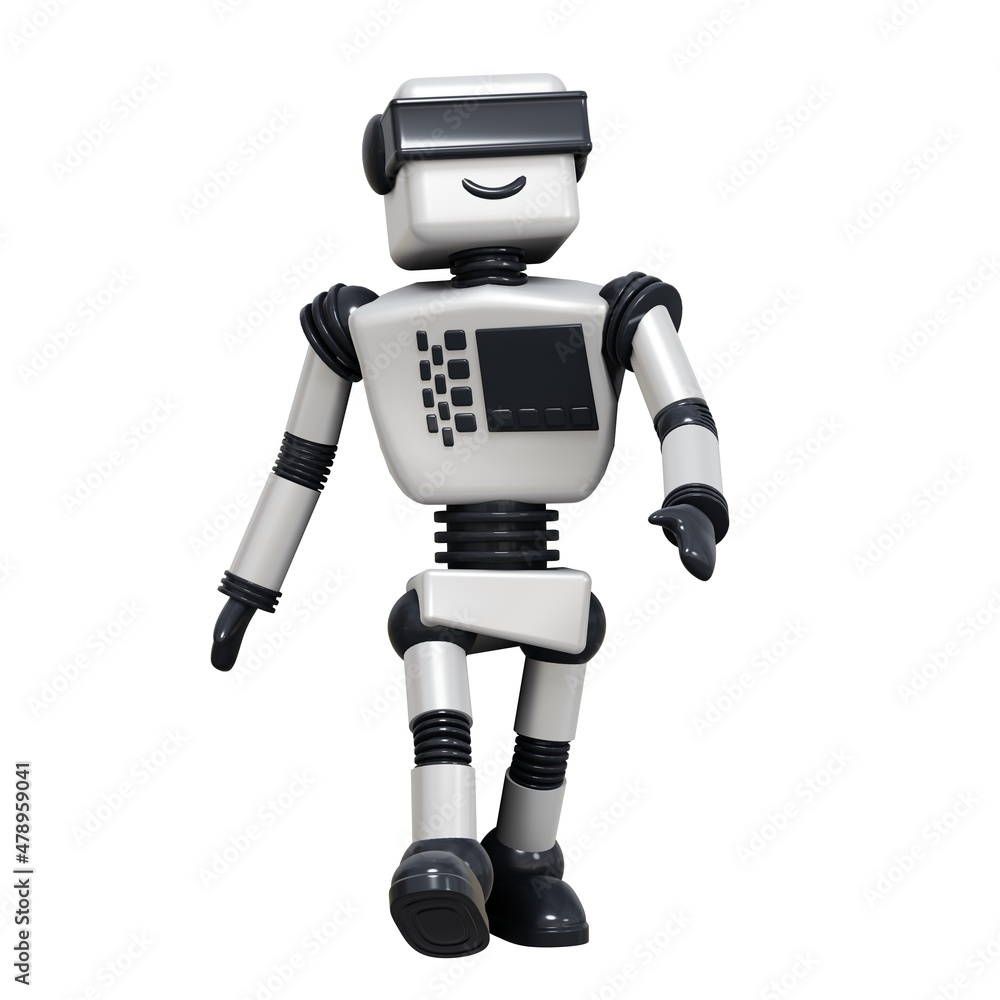 Poster white android robot isolated on white background. 3d rendering.