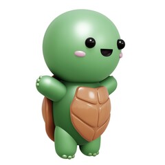 Turtle cute character cartoon 3D illustration.