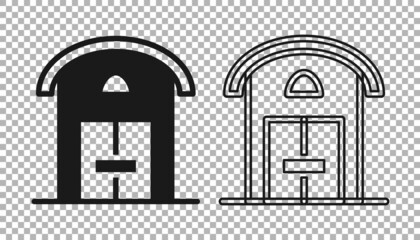 Fototapeta premium Black Farm house icon isolated on transparent background. Vector
