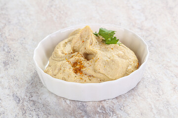 Traditional Jewish Hummus with olive oil