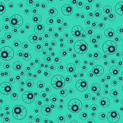 Black Eye icon isolated seamless pattern on green background. Happy Halloween party. Vector