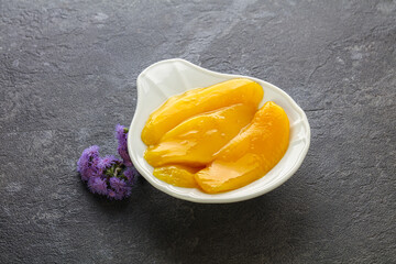 Sweet canned tropical fruit mango