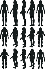 collection of silhouettes of people men and women