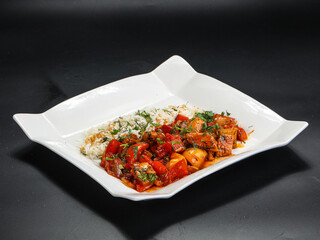 Chicken with vegetables and rice