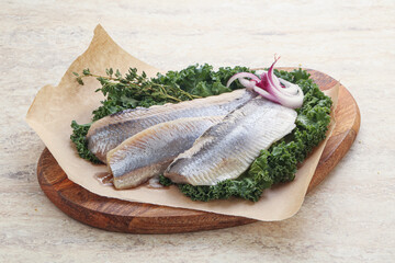 Marinated Herring fillet with onion
