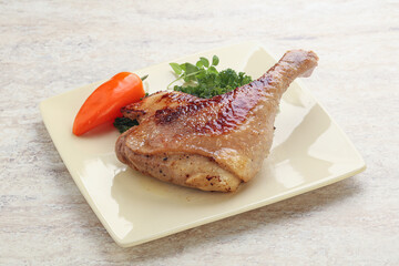 Roasted duck leg with orange sauce