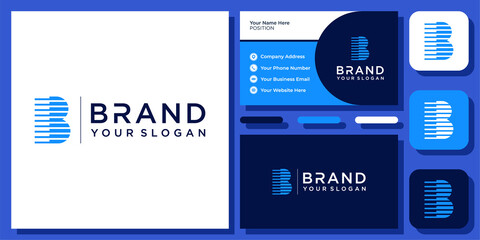 Initial Letter B Abstract Slice Modern Simple Monogram Icon Logo Design with Business Card Template