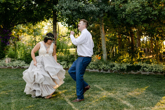 Dancing Couple on Their Wedding Day