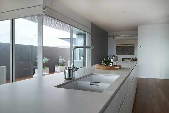 Modern kitchen with dual sinks