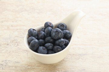 Sweet ripe blueberry heap in the bowl