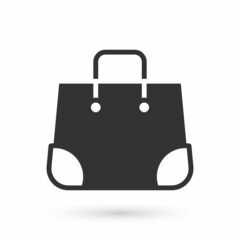 Grey Paper shopping bag icon isolated on white background. Package sign. Vector