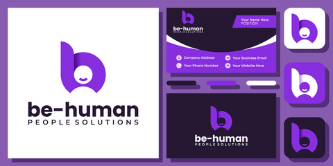 Initial Letter B People Human Job Community Profile Modern Logo Design with Business Card Template © sore.studios