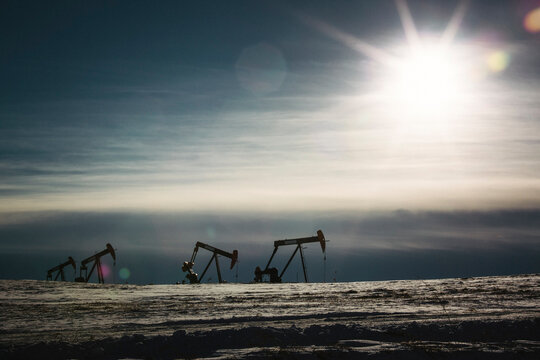 An oil pump jack on the prairies.