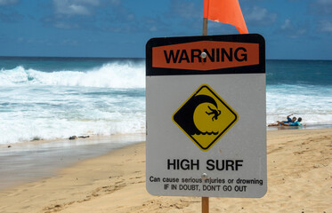 Beach Sign - Warning High Surf.