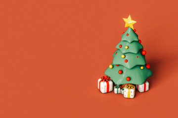 Christmas tree and presents with copy space