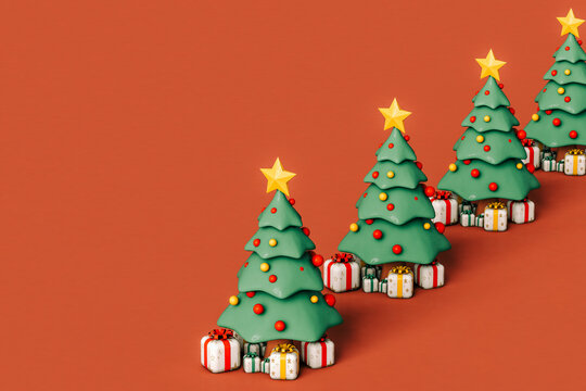 Christmas tree and gifts with copy space