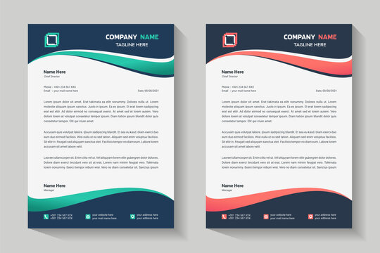 Letterhead design template. Creative, wave, clean and elegant modern business professional letterhead template design. Illustration vector	