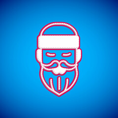 White Bearded lumberjack man icon isolated on blue background. Vector