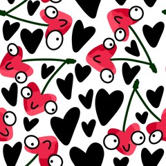 Fototapeta premium Fruit seamless cherry pattern for fabrics and textiles and packaging and gifts and cards and linens and kids 
