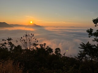 Viewpoint of Phu Tok Mountain with Sea of Mist, Loei, Thailand