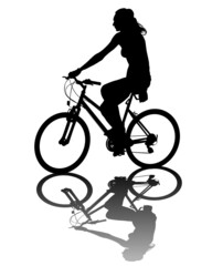 Fototapeta na wymiar Young athlete on a bike for extreme stunts. Isolated silhouette on a white background