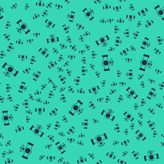 Black Oil pipe with valve icon isolated seamless pattern on green background. Vector