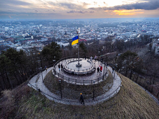 Lviv old city aerial view