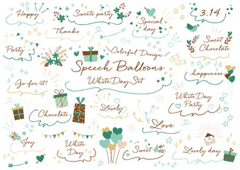 手書き 手描き ホワイトデー　吹き出しセット