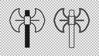 Black Medieval poleaxe icon isolated on transparent background. Vector