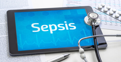 Ein Tablet mit dem Text Sepsis auf dem Display