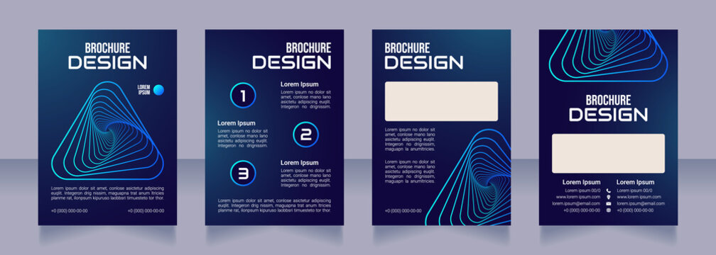 Virtual bank services blank brochure design. Template set with copy space for text. Premade corporate reports collection. Editable 4 paper pages. Bebas Neue, Audiowide, Roboto Light fonts used
